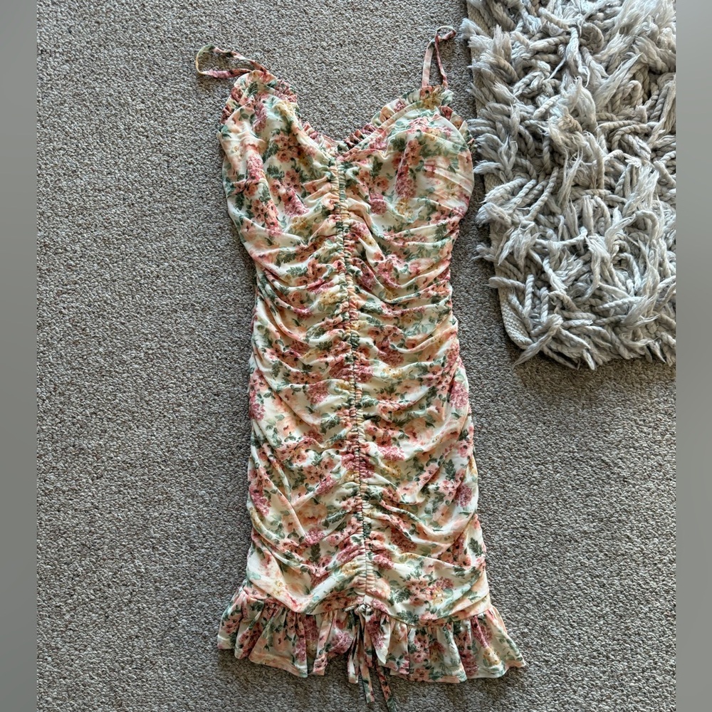 Windsor Floral Ruffle Mini Dress - Pink and Green